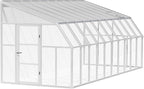 Palram Canopia Rion Sun Room 8 Ft. x 20 Ft. Solarium, Lean-to Greenhouse DIY Kit, Attach to House, Large Twin Wall Polycarbonate, 100% UV Protection for Porch, Patio Outdoors with Window Vent (White)