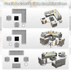 ovios 9 Pieces Patio Furniture Set, Outdoor Wicker Sectional Sofa with 2 Swivel Chairs Coffee Table, Modern Modular Deep Seat Rattan Couch Conversation Sets, Beige