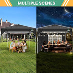 COBIZI 10x10 Pop up Canopy, Canopy Tent 10x10 with 3 Sidewalls, 1 Person Easy Set up，Tents for Parties, Outdoor Tent with Fluorescent Strip & 4 Sandbags, Waterproof, 3 Adjustable Height（Black）