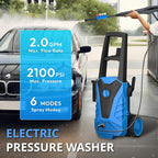 Electric Pressure Washer Compact, 2100 PSI, 2.0 GPM, 23FT Hose, Power Washer for Cars, Driveways, Patios, Patio Furniture & Around Pools, Blue
