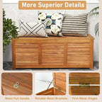 RELAX4LIFE Deck Box Acacia Wood, 46 Gallon Backyard Storage Bin Container for Patio Furniture Cushions, Pillows, Garden Tools, Pool Accessories, Wooden Porch Bench, Indoor Outdoor Storage Box (46 Gal)