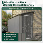 4×8 FT Lean to Metal Shed,Outdoor Heavy-Duty Storage Shed with Floor Base,All Weather Waterproof Garden Tool House W/Lockable Door&2 Air Vents,Reversible Door Design,for Backyard,Patio,Lawn,Gray