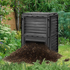 Happygrill Outdoor Compost Bin, Composting Box w/Top Flip Latch-on Lid,80 Gallons Composter for Kitchen Waste & Garden Scraps, Compost Barrel for Fast Creation of Fertile Soil (Black)