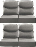 Luxury 24x24x6 Inch Smile Patio Dining Chair Cushions Set of 4 - Heavy Duty Water Slashproof Outdoor Seat Cushion for Outside Furniture Swivel Chairs Loveseat L-Shape Sofa - Grey
