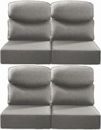Luxury 22x24/22x25 6-Inch Smile Patio Dining Chair Cushions Set of 4 - Heavy Duty Water Slashproof Outdoor Seat Cushion for Outside Furniture Set Swivel Chairs Loveseat L-Shape Sofa - Grey