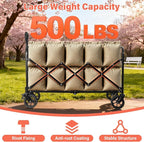 Collapsible Wagon Cart Foldable - Extra Large 500 lbs Capacity Portable Folding Beach Wagon with Wheels - Heavy Duty Utility Cart for Groceries, Shopping, Camping, Sports, Garden - Black