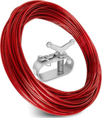 Belleone Swimming Pool Cover Cable and Winch Kit - 100ft Plastic-Coated Steel Pool Cover Wire & Aluminum Spring Loaded Pool Cover Ratchet for Above Ground Swimming Pool Winter Safe