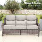 Swivel Patio Chairs sofa Set of 6 - 6" Thick Cushion - Wicker Outdoor Swivel Rocker Patio Chair ,Sofa/Glass coffee table, High Back Comfortable Outdoor Glider Chairs - Brown Wicker | Beige Cushions