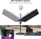 PURPLE LEAF 8' X 11' Left-right Tilt Patio Umbrella Outdoor Cantilever Swivel Rectangle Umbrella Aluminum Offset Umbrella with 360-degree Rotation for Garden Deck Pool Patio Light Grey