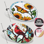2 Cardinal Butterfly Acrylic Suncatcher, Art Decor for Home, Suncatcher for Window Hanging Indoor, Garden, Housewarming, Gift for Mom, Grandma, Women, Friend, Bird Lover SCB-A6-B4