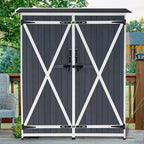 MCombo Outdoor Storage Cabinet with Shelves, Wood Garden Shed with Floor, Outside Tool Shed with 2 Lockable Doors for Backyard Patio Lawn, 1400 (Gray)