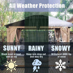CHARMELEON Hardtop Wood Gazebo 10x12 ft – Cedar Wood Frame Gazebo with Double Metal Roof – Outdoor Wooden Gazebos Pavilion for Patio, Backyard and Deck – Frosted Black Top & Grayish Brown Frame