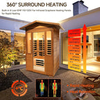 Outdoor Sauna 2 Person Sauna Outdoor Infrared Sauna 2-Person for Home 1800w Outdoor Saunas for Home Canadian Hemlock and Red Cedar Wood Sauna Outdoor Two Person Far Infrared Sauna Low EMF for Backyard