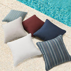 Outdoor Sunbrella Decorative Throw Pillow Covers Only, Pack of 4, 17"x17" & 20"x12" Water Repellent Replacement Lumbar Pillow Case for Patio, Couch, Sofa and Patio Furniture, Spectrum Ruby