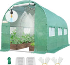 KING BIRD Premium 10x6.6x6.6FT Greenhouse for Outdoors, Large Walk-in Heavy Duty Galvanized Steel Frame, Mesh Door Screen Window Tunnel Hoop Garden Plant Winter Hot House, with Watering Kits, Green