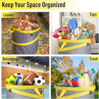 JARDINEER 30-Gallon Collapsible Trash Can for Camping Garbage, Pop Up Garden Bag Resuable, Lawn Set include Yard Waste Container, Leaf Scoops and Gloves