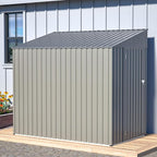 4x8 FT Outdoor Storage Shed,Lean to Lockable Metal Garden Shed Steel with Reinforced Beams,All Weather Waterproof Storage House W/Lockable Door&2 Air Vents,for Backyard,Patio,Lawn,Garden,Gray
