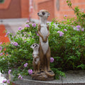Outdoor Meerkat Sculpture Garden Decoration, Simulated Animal Courtyard Decoration, 17.7 inch Outdoor Decorative Animal Figurine, Parent and Baby Design