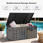 PURPLE LEAF Outdoor Deck Box 100 Gallon Waterproof Lockable Storage Box Container with Lid Deck Organization for Patio Cushions Side Table Pool Accessories Garden Tools, Gray