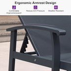 PURPLE LEAF Chaise Lounge Chair Outdoor 2 Pieces Pool Lounge Chairs 5 Adjustable Position with Armrests and Side Table Aluminum Patio Lounge Chair for Outside Backyard Beach Pool, Grey