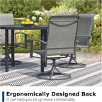 Patio Swivel Chairs Set of 6, Outdoor Swivel Chairs with Armrest, High Back Patio Chair with Metal Frame, All-Weather Outdoor Dining Chair for Deck, Porch and Lawn, Grey