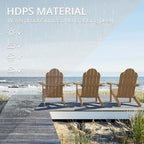 LUE BONA HDPS Adirondack Chairs Set of 2, Fire Pit Outdoor Chair Weather Resistant with Cup Holder, Modern Plastic Chair Plastic for Patio, Deck, Proch, 350LBS, Brown