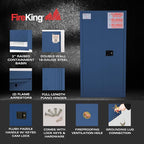 FireKing Blue Flammable Safety Cabinet, Corrosives Flammable Storage Cabinet, 60 Gallon Steel Safety Cabinets with Manual Door for Commercial, Industrial & Home Use, 34" x 34" x 65"