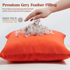 WOLKI Waterproof Outdoor Pillows 22x22 Feather and Down Filled Throw Pillow for Patio Furniture, Outside Decorative Pillow Set of 2 Orange