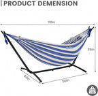 Lazy Daze Hammocks Double Hammock with 9 ft Space-Saving Steel Stand Includes Portable Carrying Case, 450 Pounds Capacity (Blue White)