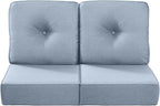 Luxury 22x24/22x25 6-Inch Outdoor Seat Cushions - Set of 2 Water Repellent Patio Chair Comfortable Cushion for Rattan Dining Rocker Glider Chairs Loveseat Couch Sectional Sofa - Baby Blue