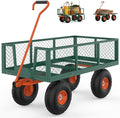 900LB Capacity Garden Cart, 3-in-1 Heavy Duty Utility Wagon with 13" All-Terrain Tires, Removable Mesh Sides & 180° Swivel Handle - Outdoor Yard Cart for Gardening, Farming, Patio Use