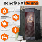 Portable Steam Sauna Box for Home, 5 Layer Waterproof, Portable Steam Sauna with 4L Steamer, Remote Control & Folding Chair, Indoor & Outdoor to Relax & Detox, 36" x 36" x 71" (Black)