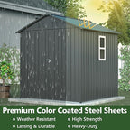 6x6 ft Metal Storage Shed Outdoor,Metal Steel Utility Tool Shed Storage House with Window and Floor Kit for Backyard Garden Patio Lawn Black