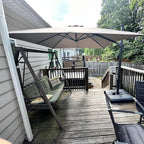 PURPLE LEAF 9 FT Cantilever Patio Umbrella Outdoor Aluminum Offset Square Umbrella with 3 Years Fade Resistance Recycled Fabric and 360-degree Rotation for Deck Pool Garden, Ash Mocha