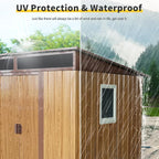 6X5 FT Outdoor Storage Shed, Waterproof Metal Garden Sheds with Lockable Door, Steel Tool Storage Buildings Shed & Outdoor Storage House for Garden, Backyard, Patio, Lawn, Trash Cans(Coffee)