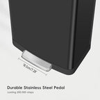 EKO Hudson Matte Stainless Steel 75 Liter/20 Gallon Large Kitchen Trash Can, Tall Step Garbage Can with Rear Bag Storage Compartment (Matte Black)