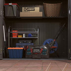 Vertical Resin Storage Shed with 2 Shelves, 60 Cuft Garden Tool Sheds & Outdoor Storage, Plastic Outdoor Storage Cabinet Waterproof, 4.5 x 2.3 ft Backyard Outside Lawn Mower Storage Shed, Grey