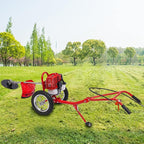 49CC 2 Stroke Walk-Behind Lawn Mower Brush Mower with Wheels 1.8Kw Gasoline Hand Push Grass Trimmer for Orchards Vegetable Fields Gardens Lawns, 3 Functions