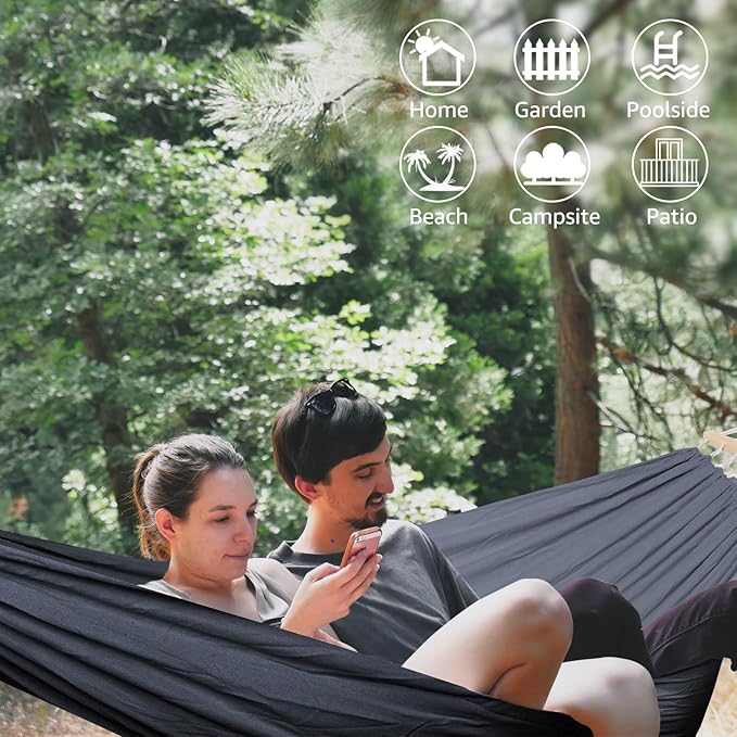 Anyoo Garden Cotton Hammock Comfortable Fabric Hammock with Spreader Bar Sturdy Hammocks Up to 450lbs Portable Lightweight Hammocks with Travel Bag for Camping Outdoor/Indoor Patio Backyard