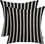 RSH DECOR: Sunbrella Square Throw Pillows Set of 2 | 20" x 20" | Water and Fade-Resistant Performance Fabric | Outdoor Pillow Covers with Down-Alternative Inserts | Shore Classic Black