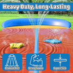 JAMBO 40Ft 3XL Mega Slip Splash and Slide and 2 Bodyboards, Heavy Duty Water with Inflatable Crash Pad, Slide Splash Mat Outdoor Water Sprinkler Splash Mat n Backyard Water Toys