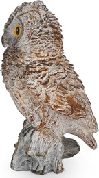 Owl Outdoor Statue Figurine Decoration, Hand-Painted Owl on Branch, Waterproof, Fade-Proof Sculpture for Garden, Patio, Home Decor Statue (Brown)