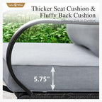 Sophia & William Patio Furniture Sets for 5 Outdoor Metal Conversation Sets 5 Pcs with 2 x Cushioned Swivel Sofa Chairs, 2 x Ottomans as Coffee Table, 1 x 3-Seat Sofa, Lawn Backyard Poolside Grey