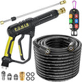 POHIR Pressure Washer Gun and 50FT Hose Kit, 3600 PSI Power Washer Gun Comes With 15in Extension Wand Parts 7 Nozzle Tips Quick Connect Set For Home Cleaning and Car Washing