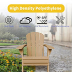 Kingdura Foldable Adirondack Chair, Portable HDPE All Weather Resistant Outdoor Patio Chair, Wooden Textured with Cup Holder, 380LBS Capacity for Poolside, Backyard, Deck, Fire Pit (Brown