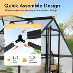 6×4FT Small Greenhouse, Walk in Green Houses for Outside and Garden Planting, Enhanced Aluminum Mini Greenhouse with Electronic Thermometers, Withstands Bad Weather to Protect Vegetable or Plants