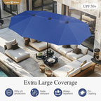 Sophia & William Patio Set with Umbrella 8 Pieces Outdoor Dining Set for 6 with 13ft Large Patio Umbrella Navy, 6 x Swivel Patio Chairs with 59" Dining Table for Lawn Garden
