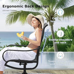 MFSTUDIO Outdoor Swivel Patio Dining Chairs Set of 2, High Back Breathable Textilene Patio Chairs for Balcony, Backyard, Deck, Garden (Light Grey Fabric, Black Frame)