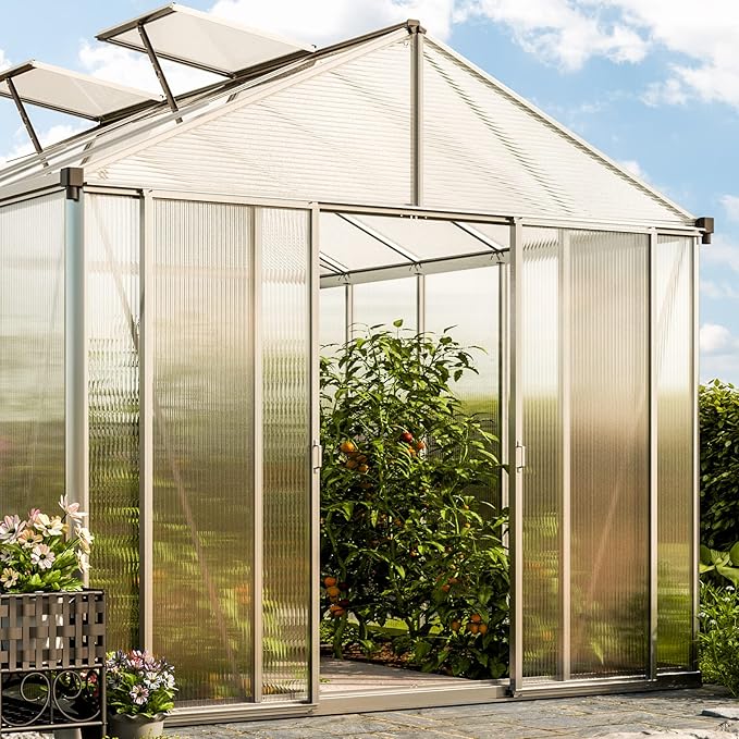 Greenhouse Rubin 7 Aluminum Frame 8.6 x 14.6 ft with Approx. 10 mm Polycarbonate Panels