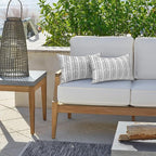 LVTXIII Set of 2 Outdoor Lumbar Pillows for Patio Furniture with White Piping, 12"x20" Fade Resistant Patio Lumbar Pillows with Inserts for Home Coach Sofa Use, Herringbone Black White